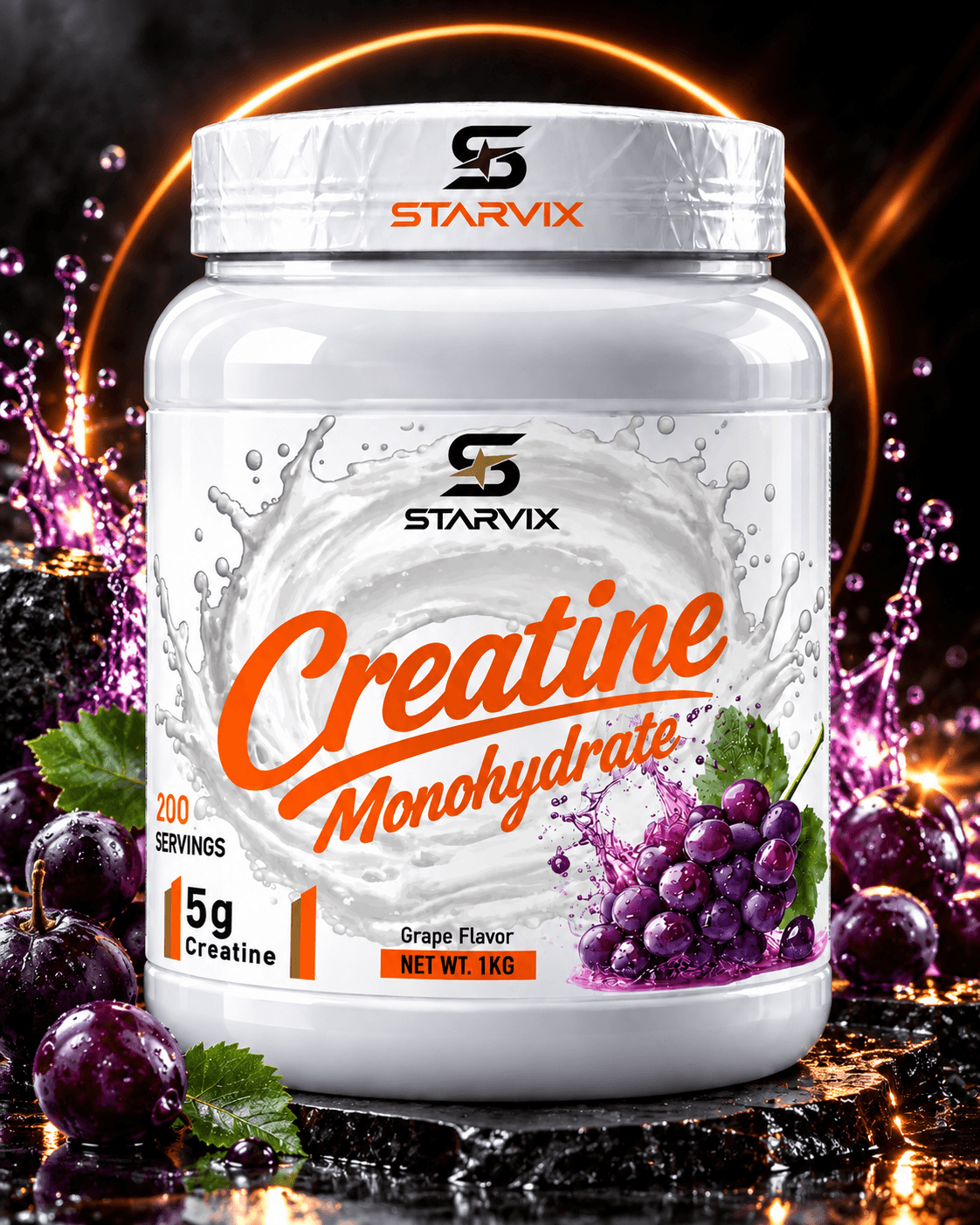 Starvix Creatine Monohydrate, 1 kg, Grape