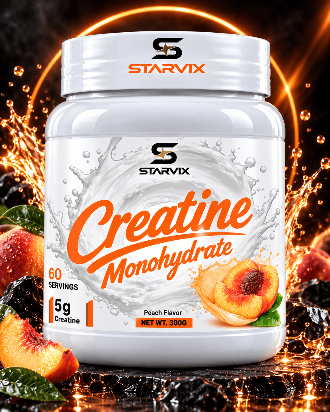 Starvix Creatine Monohydrate, 300 g, Peach